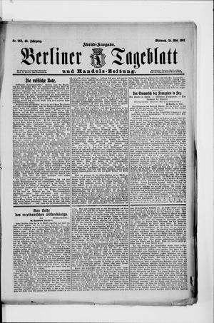 Berliner Tageblatt und Handels-Zeitung vom 24.05.1911