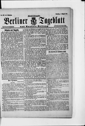 Berliner Tageblatt und Handels-Zeitung vom 01.08.1911