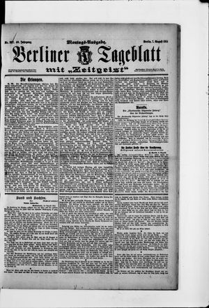 Berliner Tageblatt und Handels-Zeitung vom 07.08.1911
