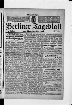 Berliner Tageblatt und Handels-Zeitung vom 09.08.1911