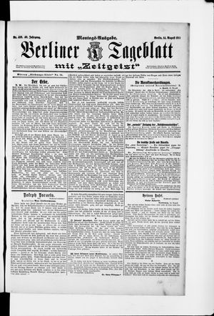 Berliner Tageblatt und Handels-Zeitung vom 14.08.1911