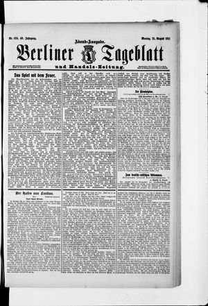 Berliner Tageblatt und Handels-Zeitung vom 21.08.1911