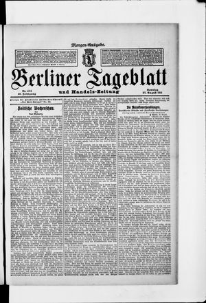 Berliner Tageblatt und Handels-Zeitung vom 27.08.1911