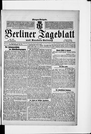 Berliner Tageblatt und Handels-Zeitung vom 31.08.1911