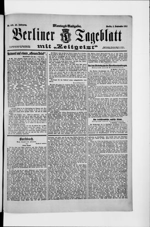 Berliner Tageblatt und Handels-Zeitung vom 04.09.1911