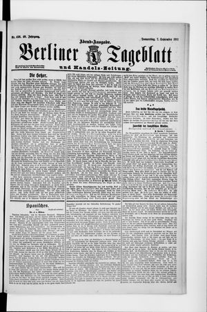 Berliner Tageblatt und Handels-Zeitung vom 07.09.1911