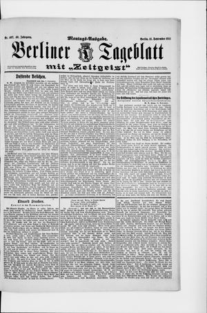 Berliner Tageblatt und Handels-Zeitung vom 11.09.1911