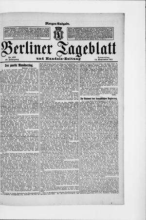 Berliner Tageblatt und Handels-Zeitung vom 14.09.1911