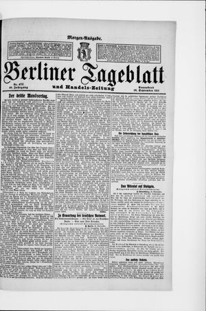 Berliner Tageblatt und Handels-Zeitung vom 16.09.1911