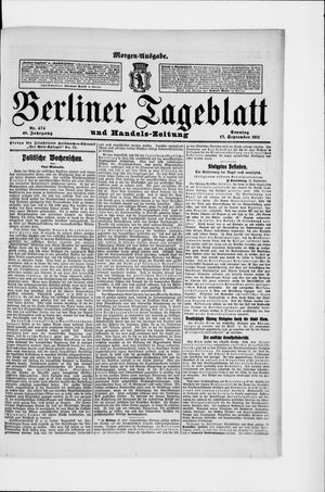 Berliner Tageblatt und Handels-Zeitung vom 17.09.1911