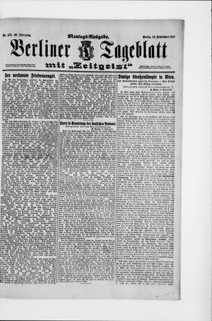 Berliner Tageblatt und Handels-Zeitung vom 18.09.1911