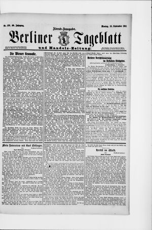 Berliner Tageblatt und Handels-Zeitung vom 18.09.1911
