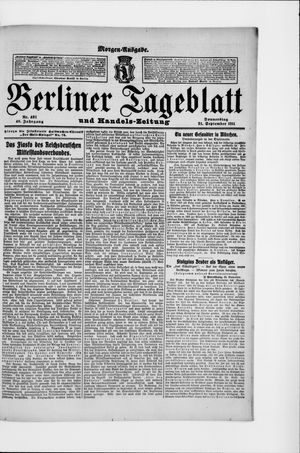 Berliner Tageblatt und Handels-Zeitung vom 21.09.1911