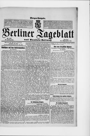 Berliner Tageblatt und Handels-Zeitung vom 22.09.1911