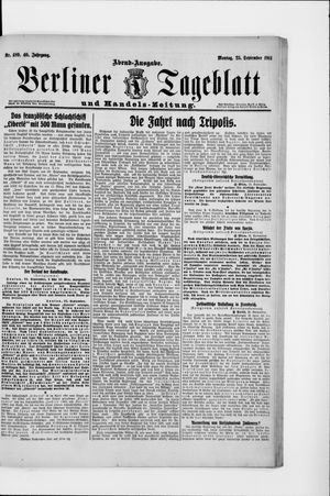 Berliner Tageblatt und Handels-Zeitung vom 25.09.1911