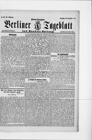 Berliner Tageblatt und Handels-Zeitung on Sep 26, 1911