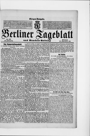 Berliner Tageblatt und Handels-Zeitung on Sep 27, 1911
