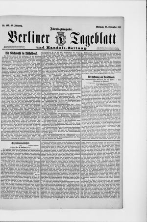 Berliner Tageblatt und Handels-Zeitung on Sep 27, 1911