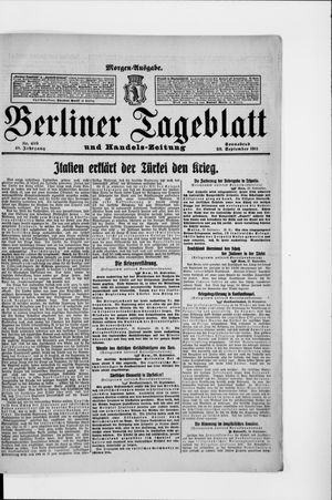 Berliner Tageblatt und Handels-Zeitung vom 30.09.1911