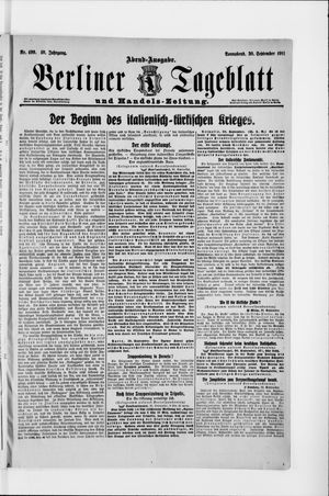 Berliner Tageblatt und Handels-Zeitung vom 30.09.1911