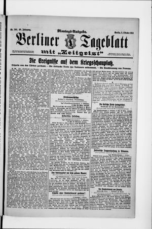 Berliner Tageblatt und Handels-Zeitung vom 02.10.1911