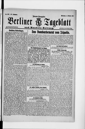 Berliner Tageblatt und Handels-Zeitung vom 04.10.1911