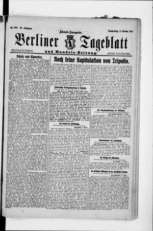 Berliner Tageblatt und Handels-Zeitung on Oct 5, 1911