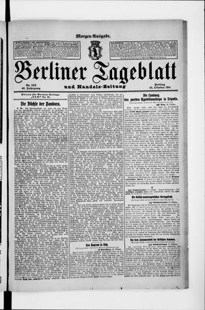 Berliner Tageblatt und Handels-Zeitung vom 13.10.1911
