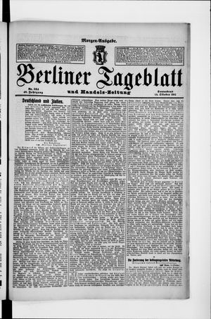 Berliner Tageblatt und Handels-Zeitung vom 14.10.1911