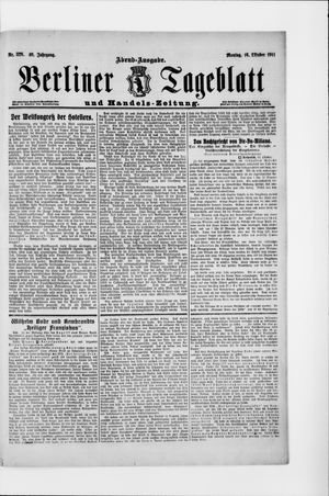 Berliner Tageblatt und Handels-Zeitung vom 16.10.1911