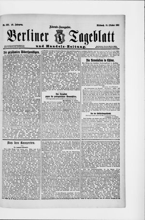 Berliner Tageblatt und Handels-Zeitung vom 18.10.1911