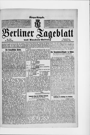 Berliner Tageblatt und Handels-Zeitung vom 19.10.1911