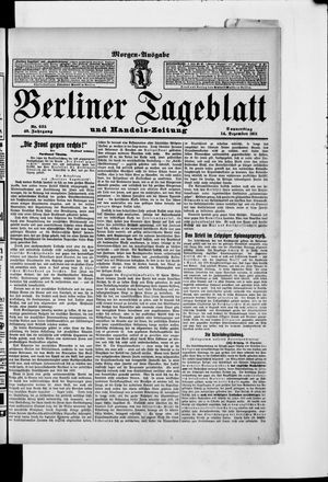 Berliner Tageblatt und Handels-Zeitung on Dec 14, 1911