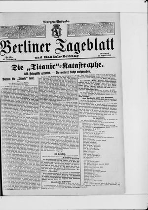 Berliner Tageblatt und Handels-Zeitung on Apr 17, 1912