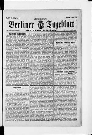 Berliner Tageblatt und Handels-Zeitung on May 3, 1912