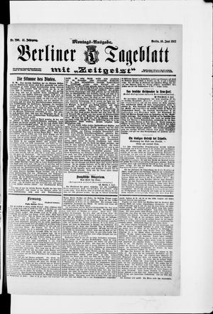 Berliner Tageblatt und Handels-Zeitung vom 10.06.1912