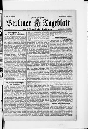Berliner Tageblatt und Handels-Zeitung on Aug 3, 1912