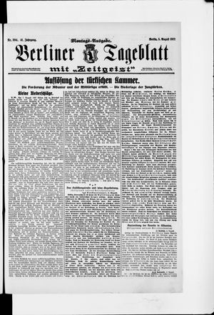 Berliner Tageblatt und Handels-Zeitung vom 05.08.1912
