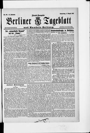 Berliner Tageblatt und Handels-Zeitung vom 08.08.1912