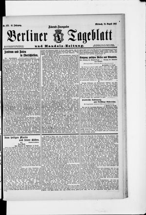 Berliner Tageblatt und Handels-Zeitung vom 21.08.1912
