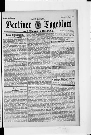 Berliner Tageblatt und Handels-Zeitung vom 27.08.1912