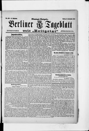 Berliner Tageblatt und Handels-Zeitung vom 09.09.1912