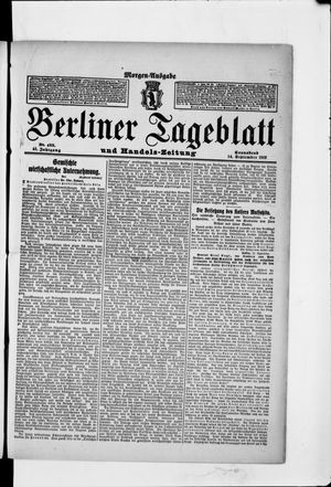 Berliner Tageblatt und Handels-Zeitung vom 14.09.1912