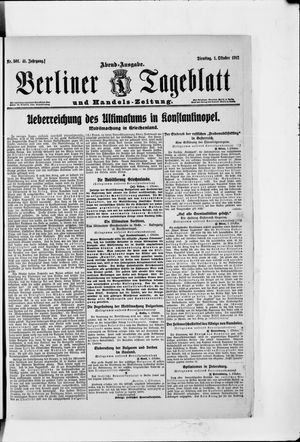 Berliner Tageblatt und Handels-Zeitung vom 01.10.1912