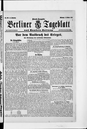 Berliner Tageblatt und Handels-Zeitung on Oct 2, 1912