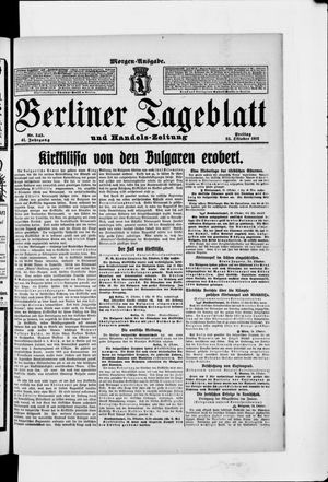 Berliner Tageblatt und Handels-Zeitung vom 25.10.1912
