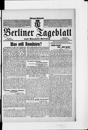 Berliner Tageblatt und Handels-Zeitung vom 30.10.1912