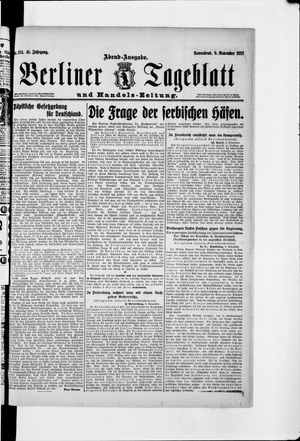 Berliner Tageblatt und Handels-Zeitung vom 09.11.1912