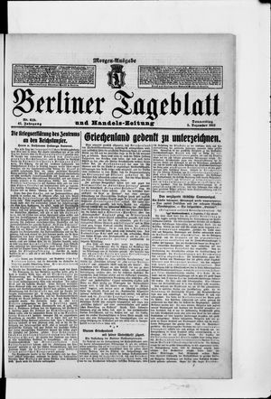 Berliner Tageblatt und Handels-Zeitung on Dec 5, 1912