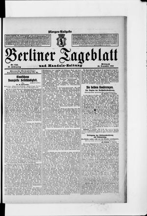 Berliner Tageblatt und Handels-Zeitung on Dec 18, 1912